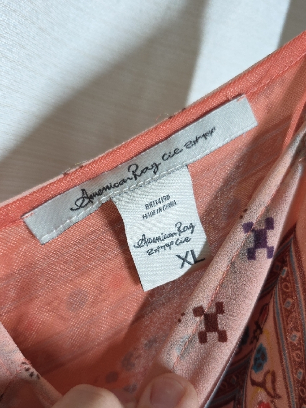 American Rag Dusty Pink Paisley Asymmetrical Slip Dress - Picture 2 of 3